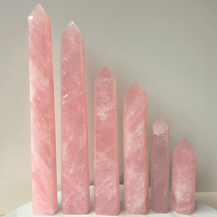 Rose Quartz Crystal Tower Point Obelisk Generator High Quality Brazil