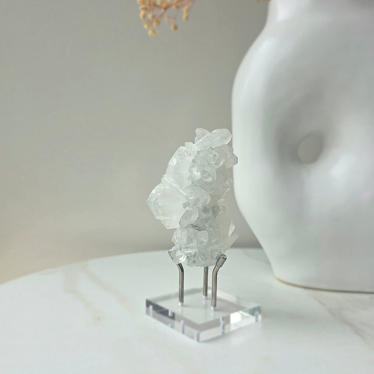 Rare Diamond Apophyllite Crystal High Quality Collectors Piece with stand