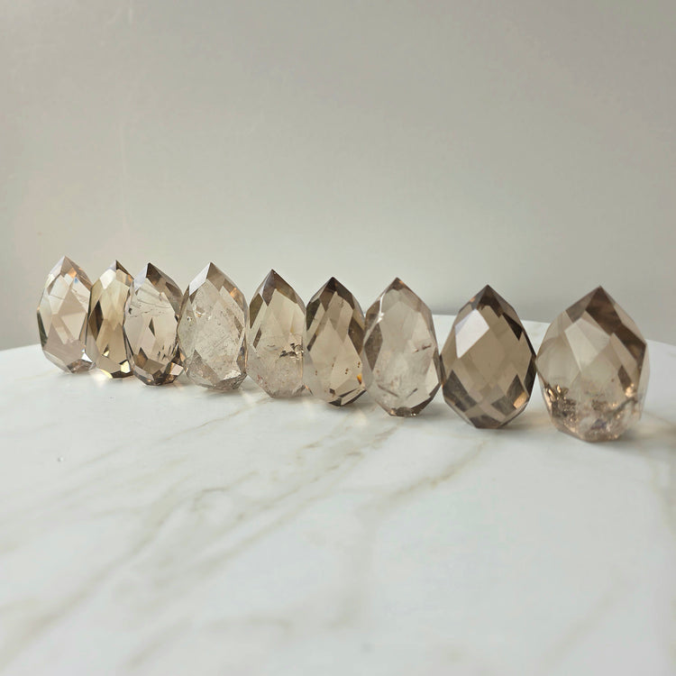 Smokey Quartz Crystal Faceted Flame High Quality Brazil
