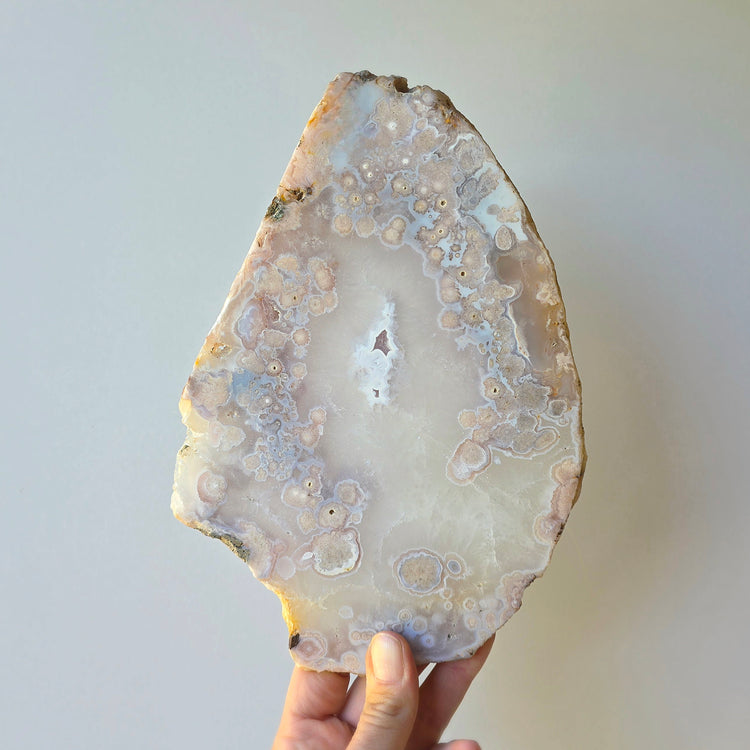 Rare Pink Amethyst Crystal with Cherry Blossom Flower Agate Slab Slice with stand 2