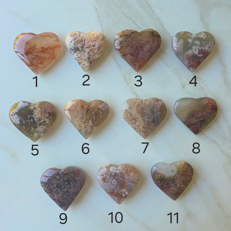 Rare Pink Moss Agate Crystal Heart