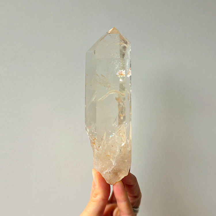 Natural Citrine Crystal Point Brazil High Quality on Stand