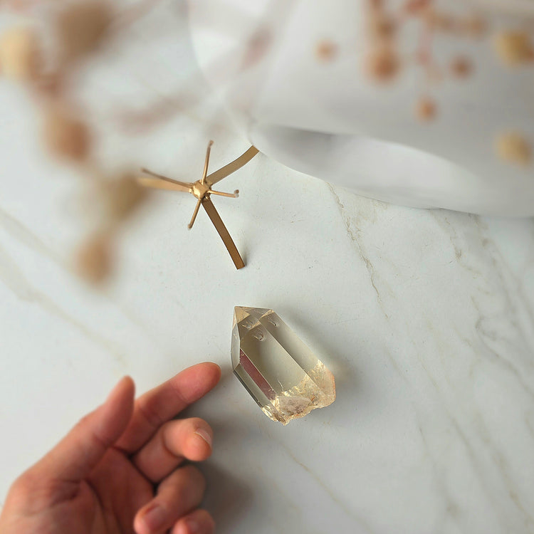 Natural Citrine Crystal Point Brazil High Quality with Stand