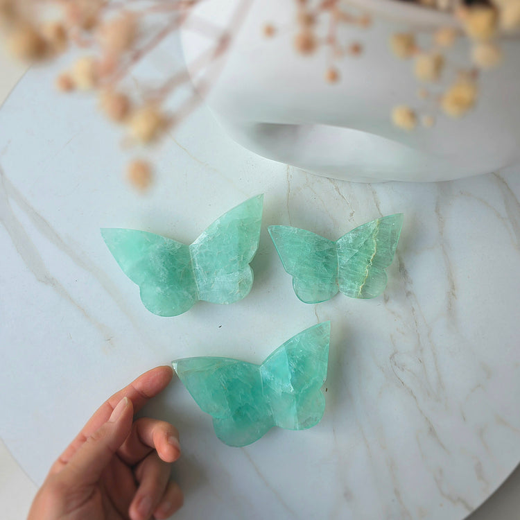 Green Fluorite Crystal Butterfly