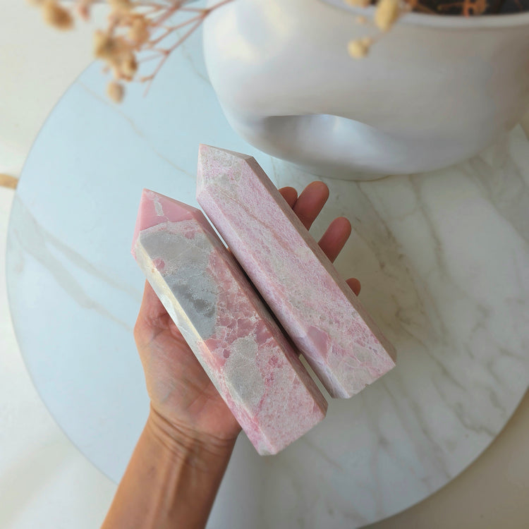 Pink Opal Crystal Tower Point Obelisk High Quality Peru