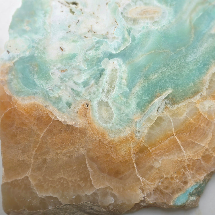 Amazonite Crystal Slab Slice on Gold Stand XL
