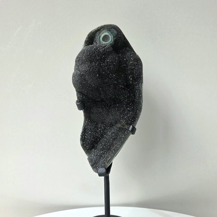 Rare Black Galaxy Amethyst Crystal Cluster on Stand Brazil