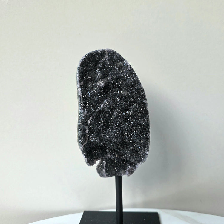 Rare Black Galaxy Amethyst Crystal Cluster on Stand Brazil