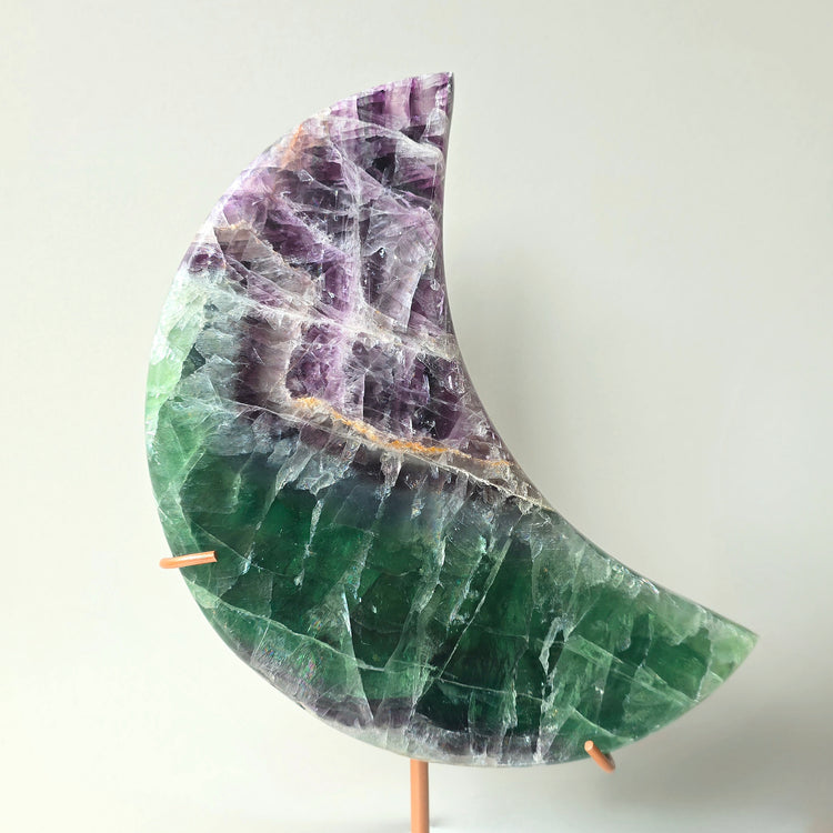 Rainbow Fluorite Crystal Moon on Stand Mexico XL