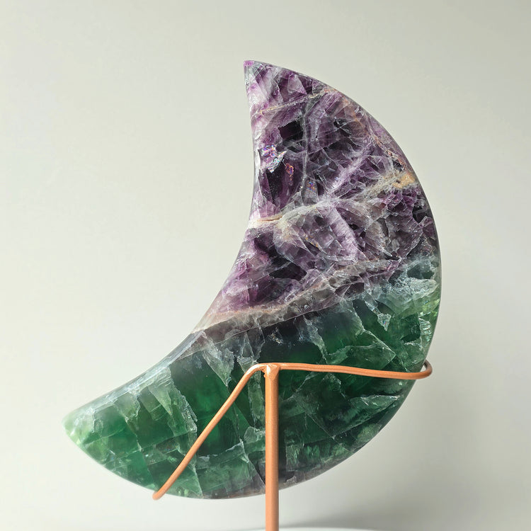 Rainbow Fluorite Crystal Moon on Stand Mexico XL