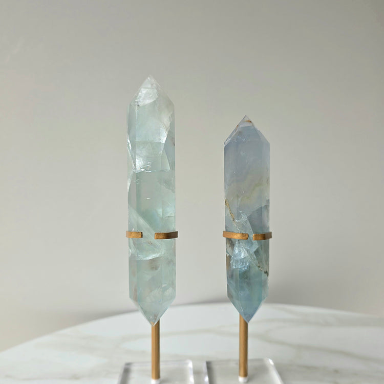 Blue Fluorite Crystal Wand in Stand
