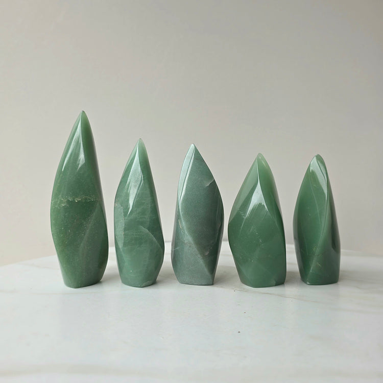 Green Aventurine Crystal Carved Flame