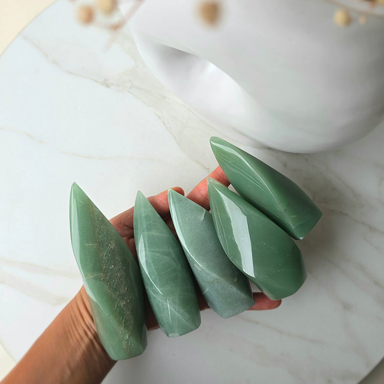 Green Aventurine Crystal Carved Flame