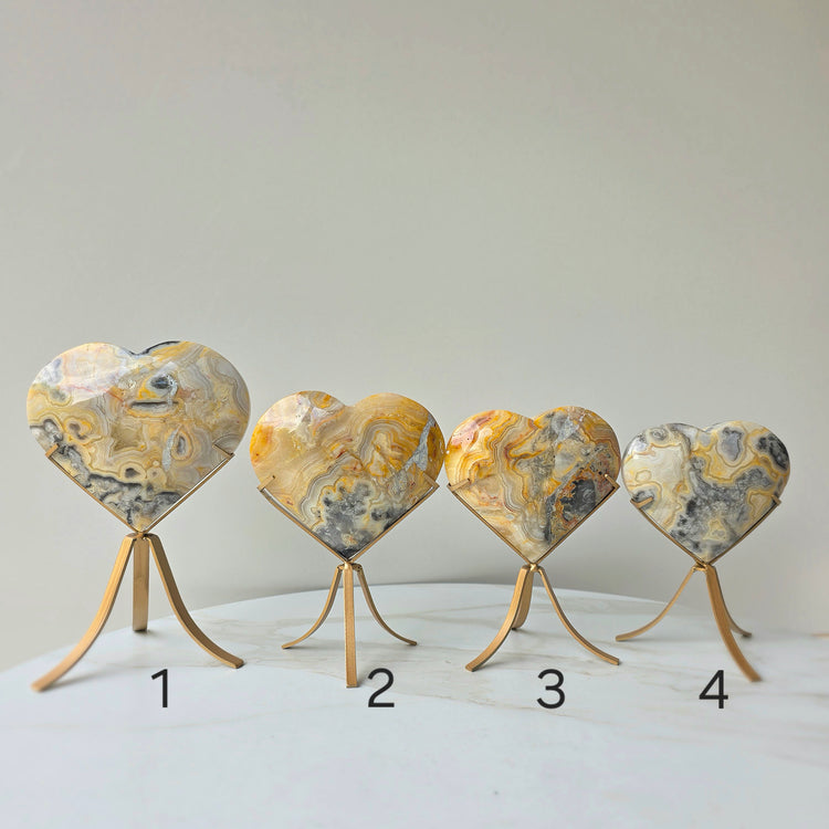 Crazy Lace Agate Crystal Heart on Stand Mexico