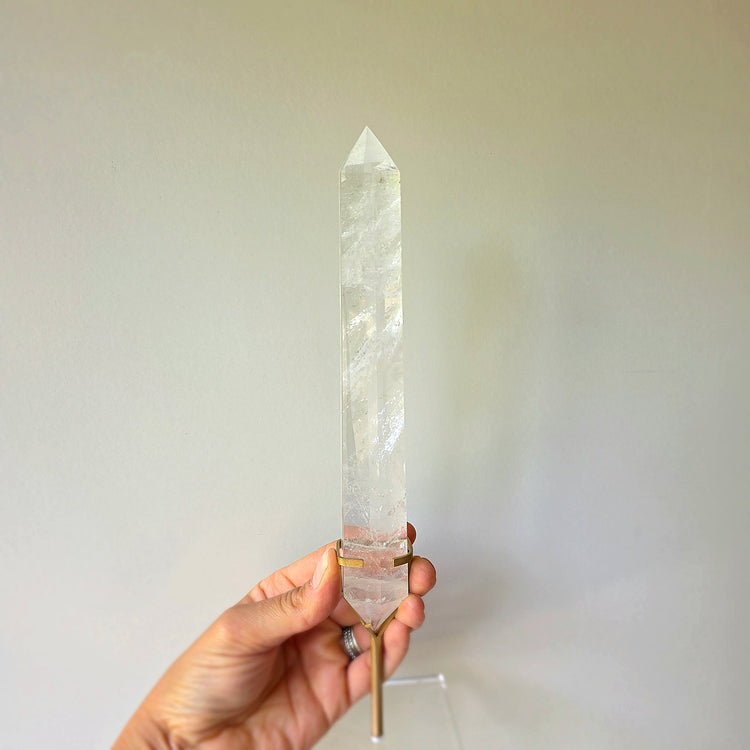 Clear Quartz Crystal Double Terminated Point on Stand High Quality Brazil