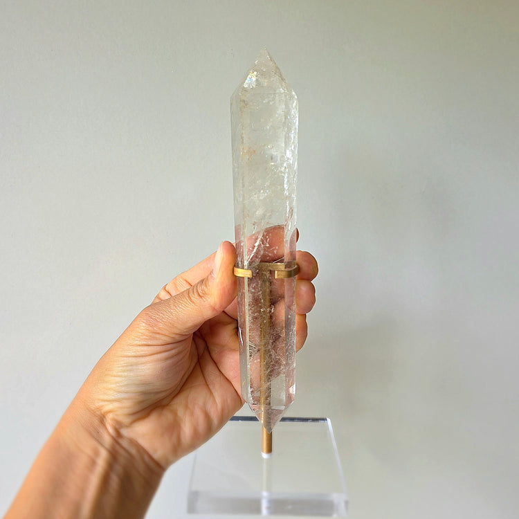 Clear Quartz Crystal Double Terminated Point on Stand High Quality Brazil