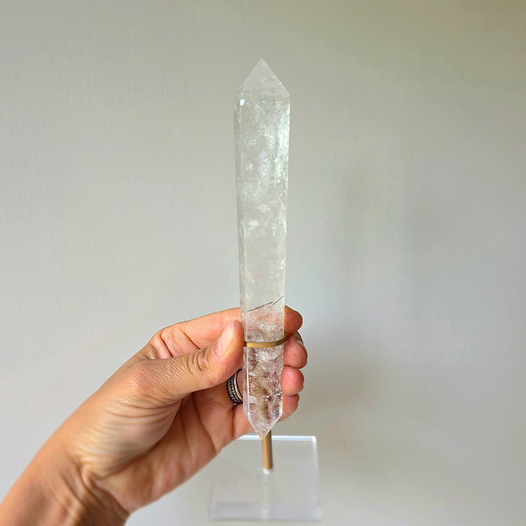 Clear Quartz Crystal Double Terminated Point on Stand High Quality Brazil