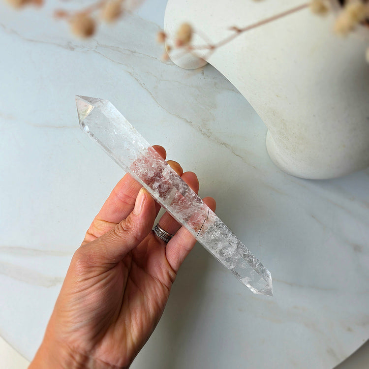 Clear Quartz Crystal Double Terminated Point on Stand High Quality Brazil