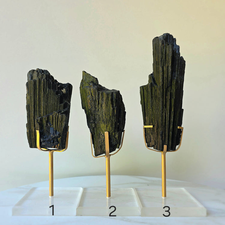 Black Tourmaline Crystal on Stand High Quality Brazil