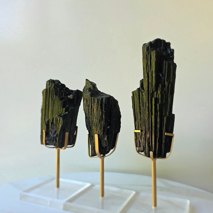 Black Tourmaline Crystal on Stand High Quality Brazil