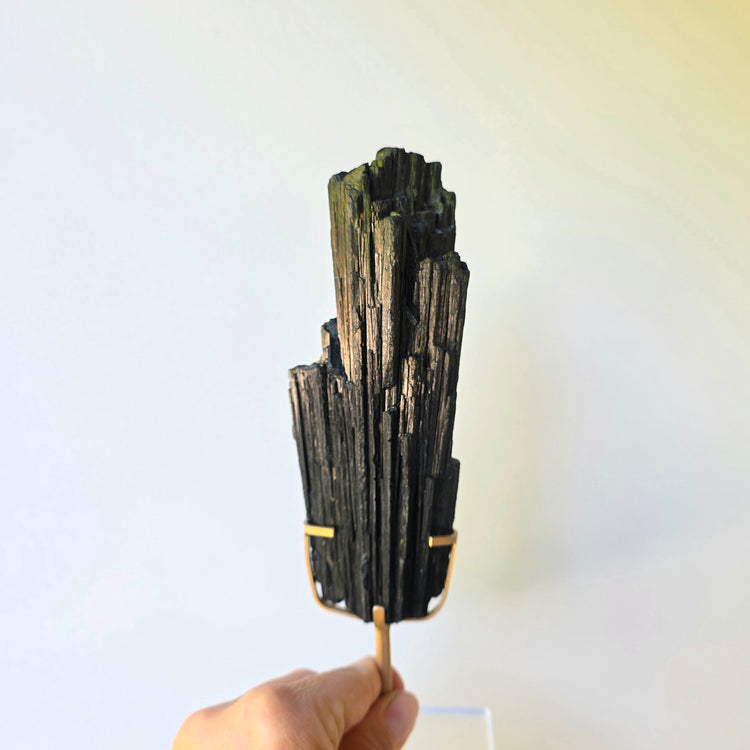 Black Tourmaline Crystal on Stand High Quality Brazil