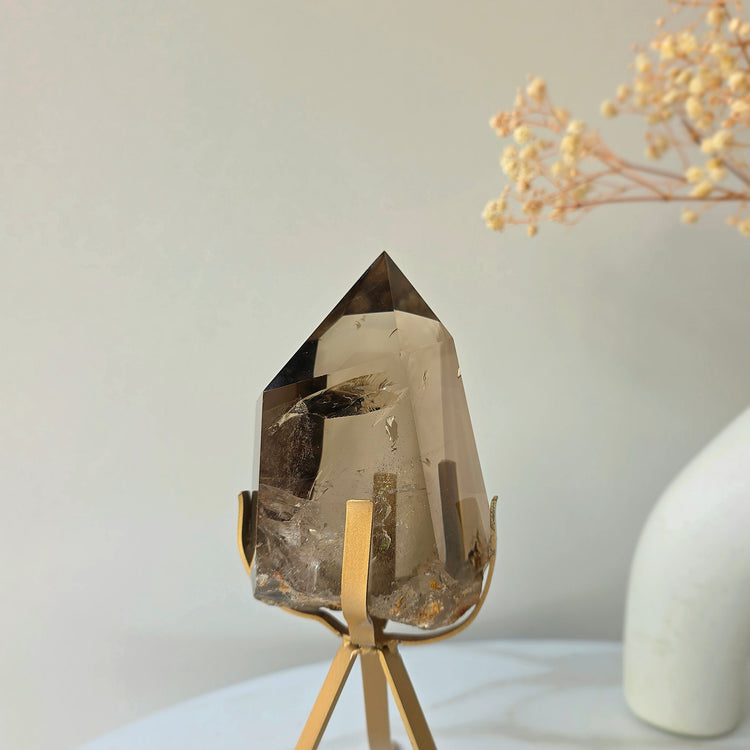 Natural Citrine Crystal Diamond on Stand High Quality Brazil