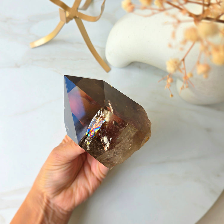 Natural Citrine Crystal Diamond on Stand High Quality Brazil