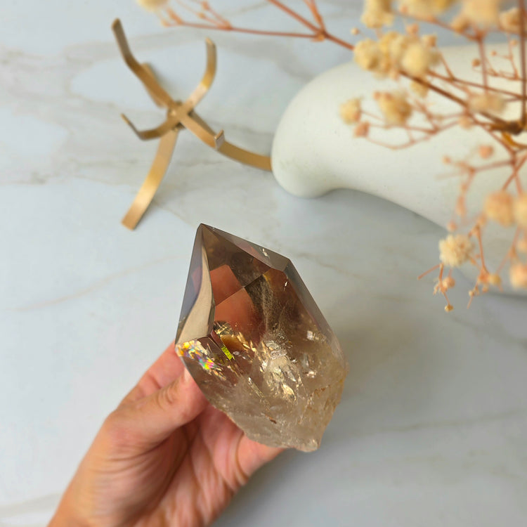 Natural Citrine Crystal Diamond on Stand High Quality Brazil