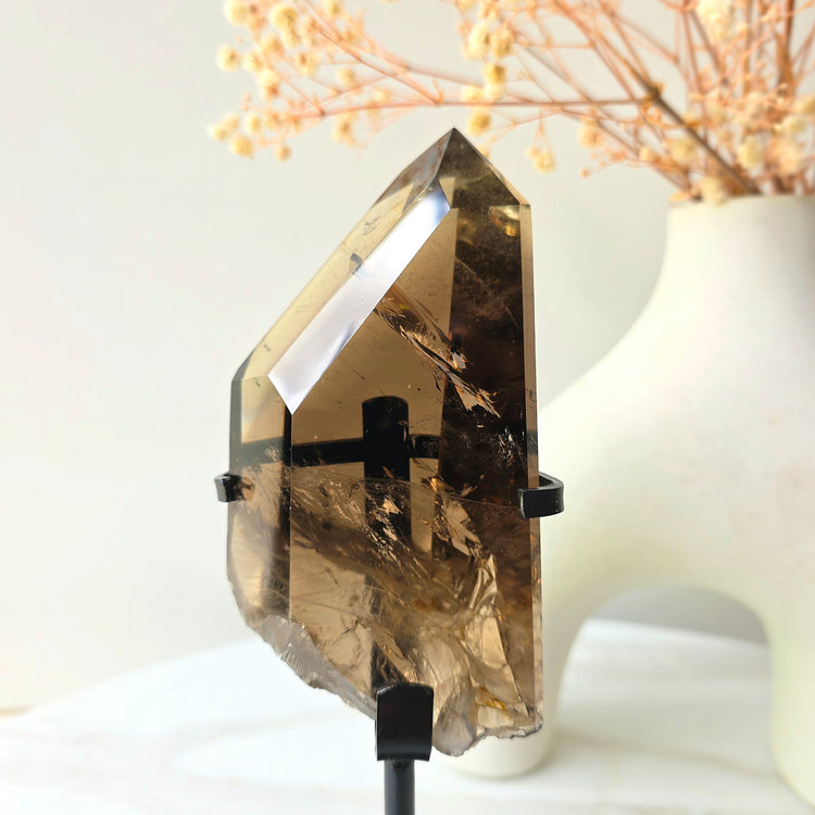 Natural Citrine Crystal Point in Stand High Quality Brazil