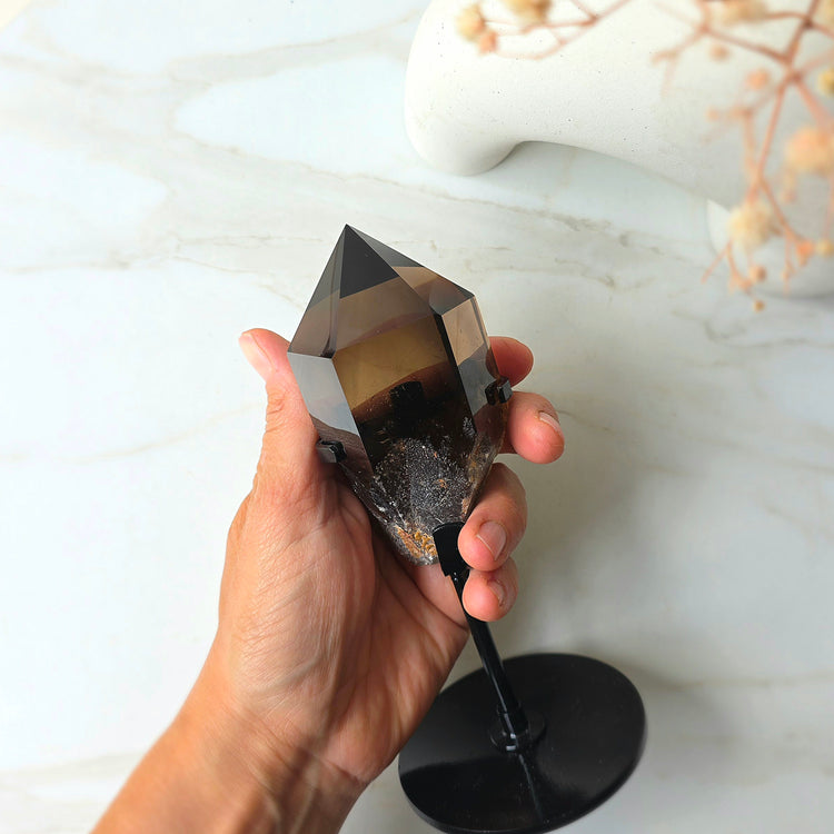 Natural Citrine Crystal Point in Stand High Quality Brazil