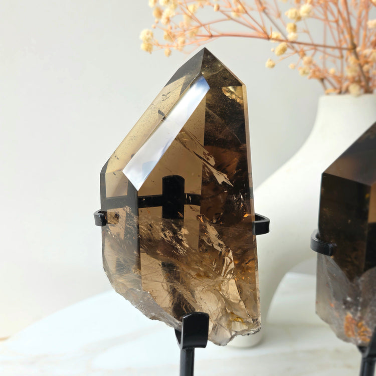 Natural Citrine Crystal Point in Stand High Quality Brazil