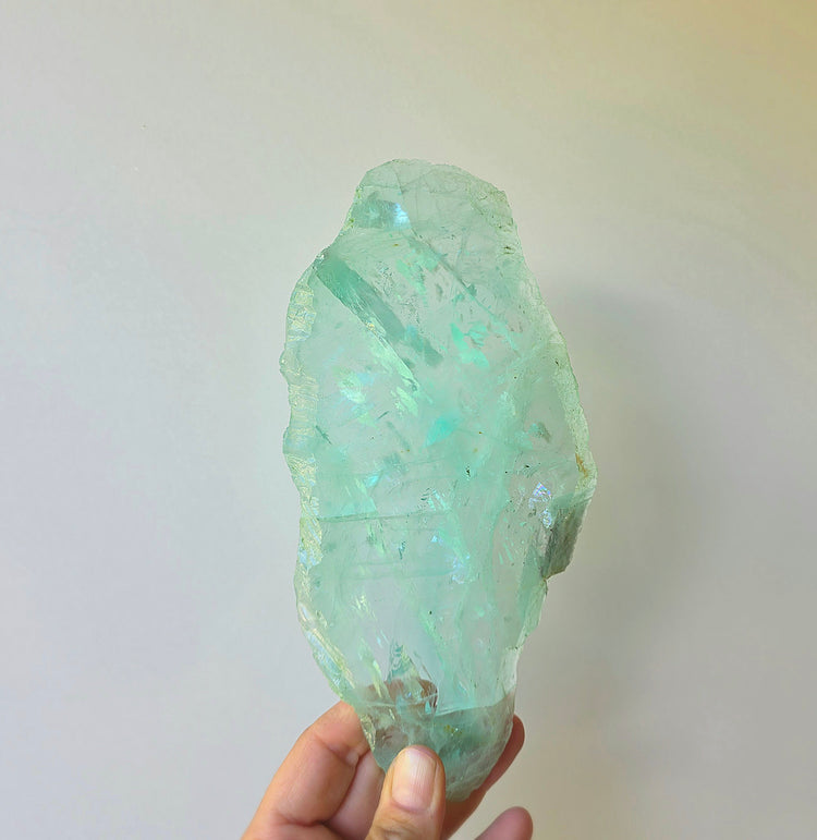 Green Fluorite Crystal Slab Slice with Stand