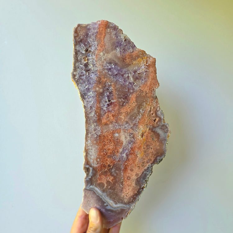 Pink Amethyst Crystal Slab Slice on Stand Brazil High Quality