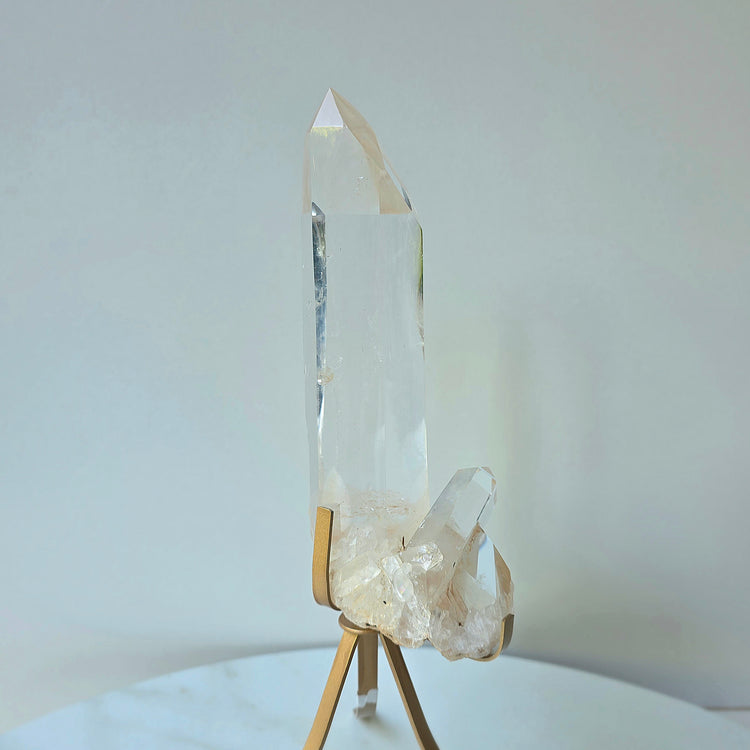 Clear Quartz Crystal Cluster Point on Stand Brazil AAA