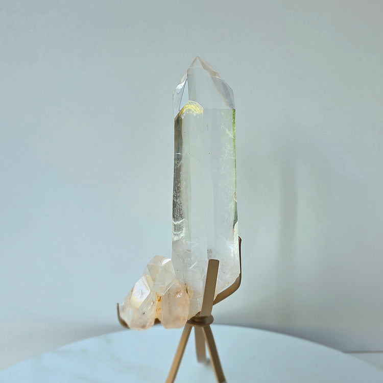 Clear Quartz Crystal Cluster Point on Stand Brazil AAA