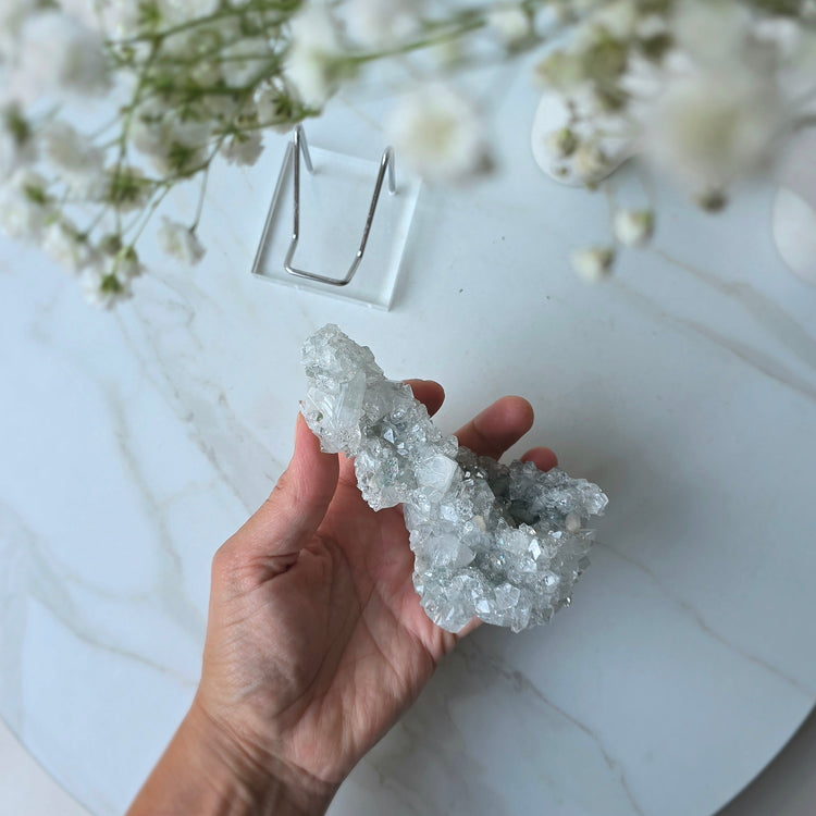 Rare Diamond Apophyllite Crystal with Blue Chalcedony AAA