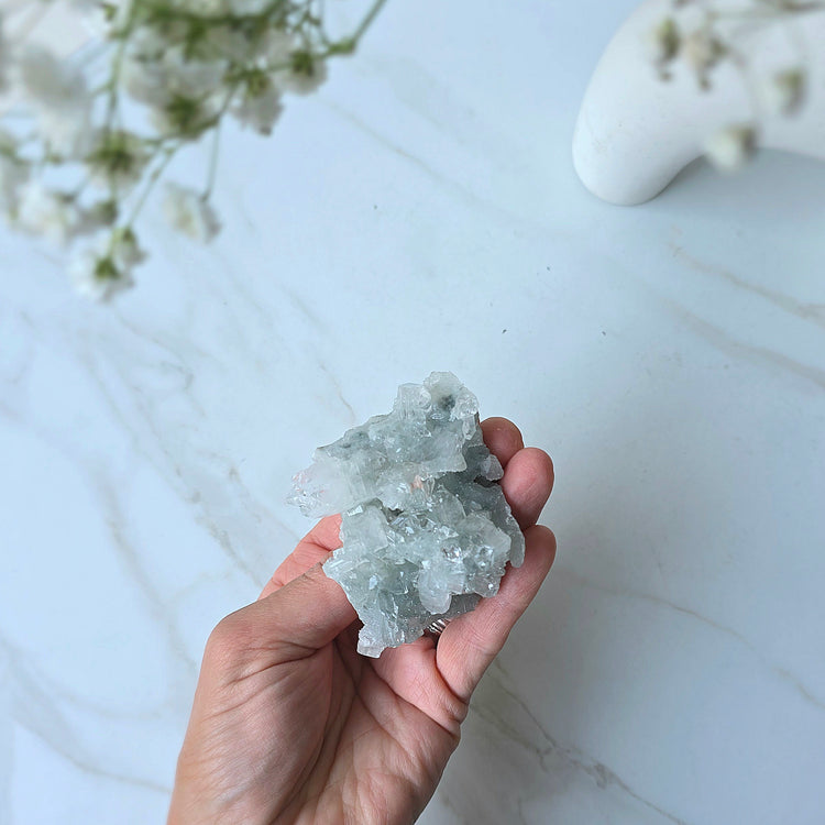 Rare Diamond Apophyllite Crystal with Blue Chalcedony AAA