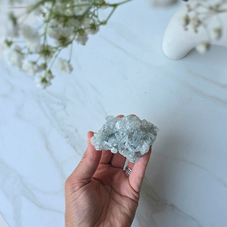 Rare Diamond Apophyllite Crystal with Blue Chalcedony AAA