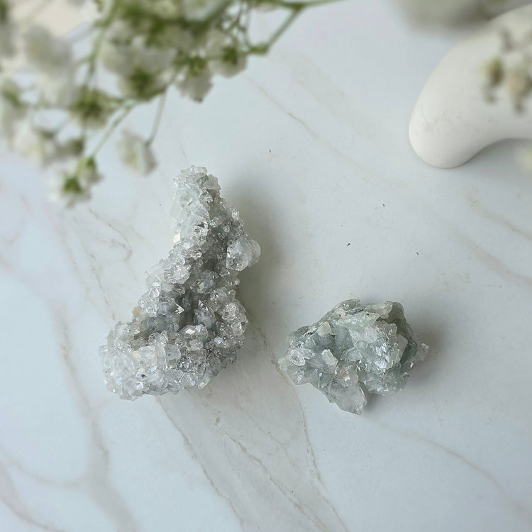 Rare Diamond Apophyllite Crystal with Blue Chalcedony AAA