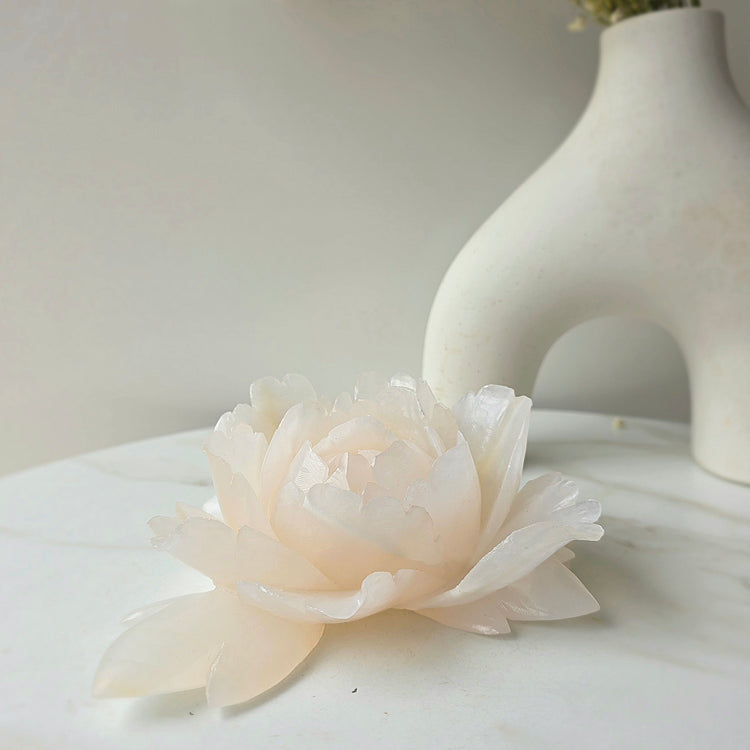 White Onyx Crystal Rose Carving