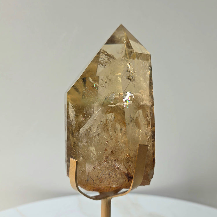 Natural Citrine Crystal with Phantom Inclusions Manifestation Stone High Quality Brazil on Stand Collectors Piece