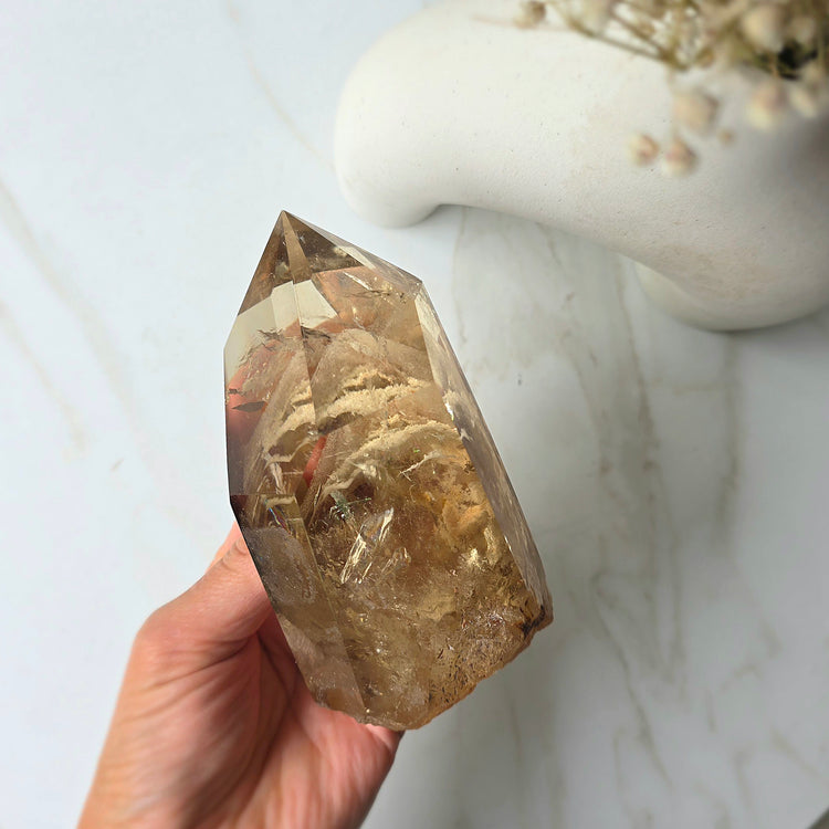 Natural Citrine Crystal with Phantom Inclusions Manifestation Stone High Quality Brazil on Stand Collectors Piece