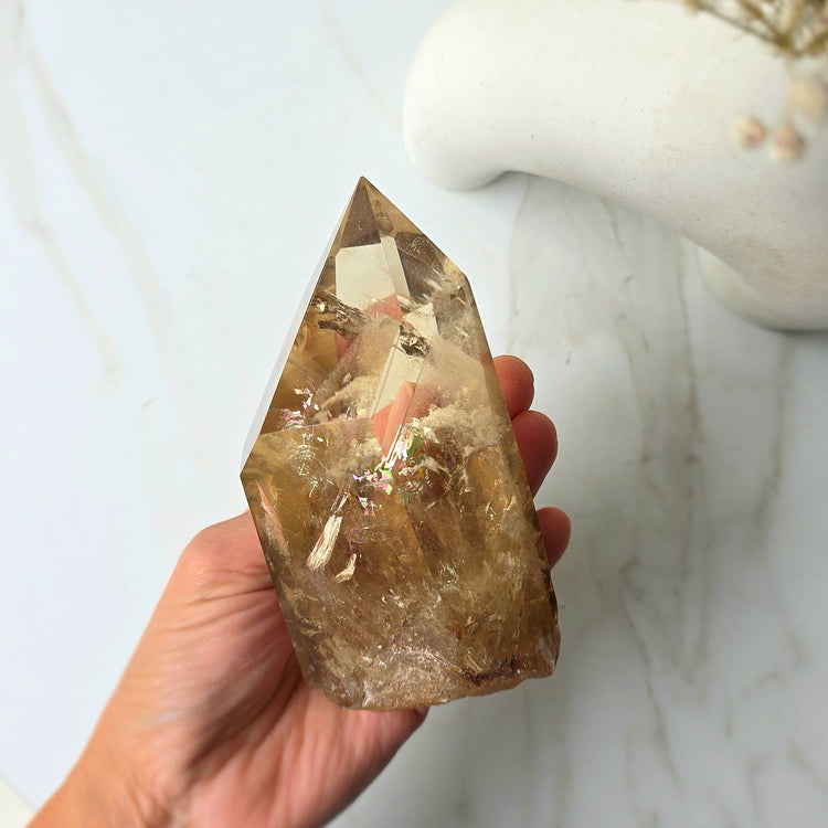 Natural Citrine Crystal with Phantom Inclusions Manifestation Stone High Quality Brazil on Stand Collectors Piece