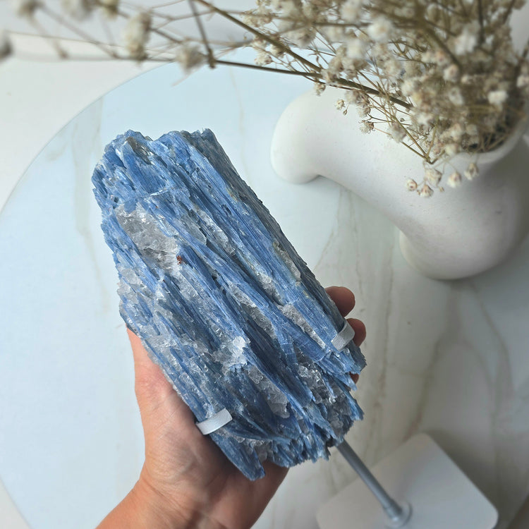 Blue Kyanite Crystal Cluster with Quartz Inclusion High Quality Brazil - Crystals and Me | Crystal Candles and Ethically Sourced Crystals