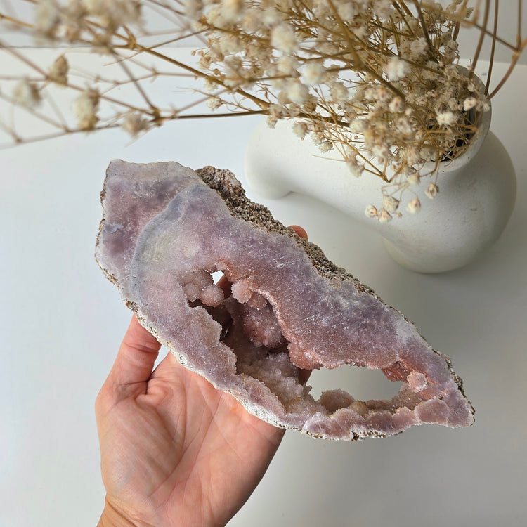 Pink Amethyst Crystal Slab on Stand Brazil High Quality 2 - Crystals and Me | Crystal Candles and Ethically Sourced Crystals