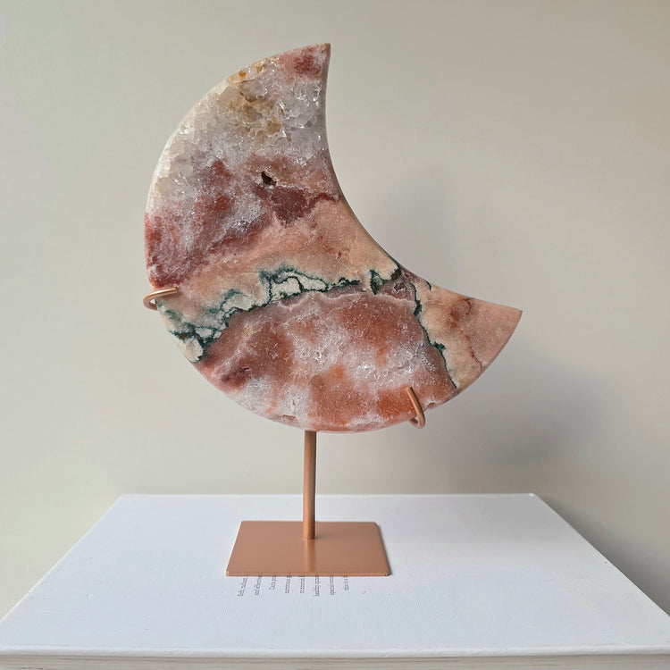 Pink Amethyst Crystal Moon on Stand High Quality Brazil