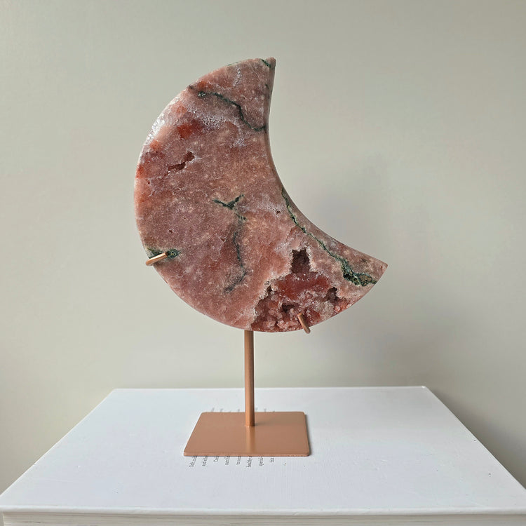 Pink Amethyst Crystal Moon on Stand High Quality Brazil