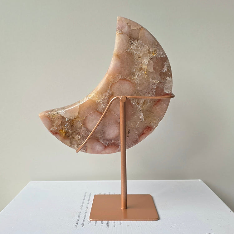 Pink Amethyst Crystal Moon on Stand High Quality Brazil