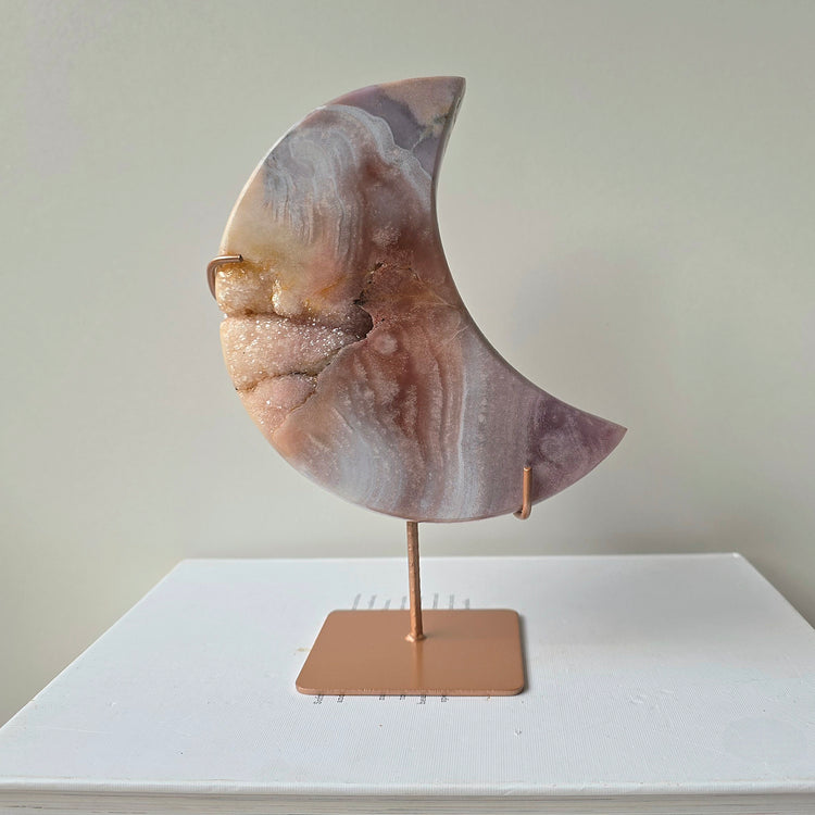 Pink Amethyst Crystal Moon on Stand High Quality Brazil