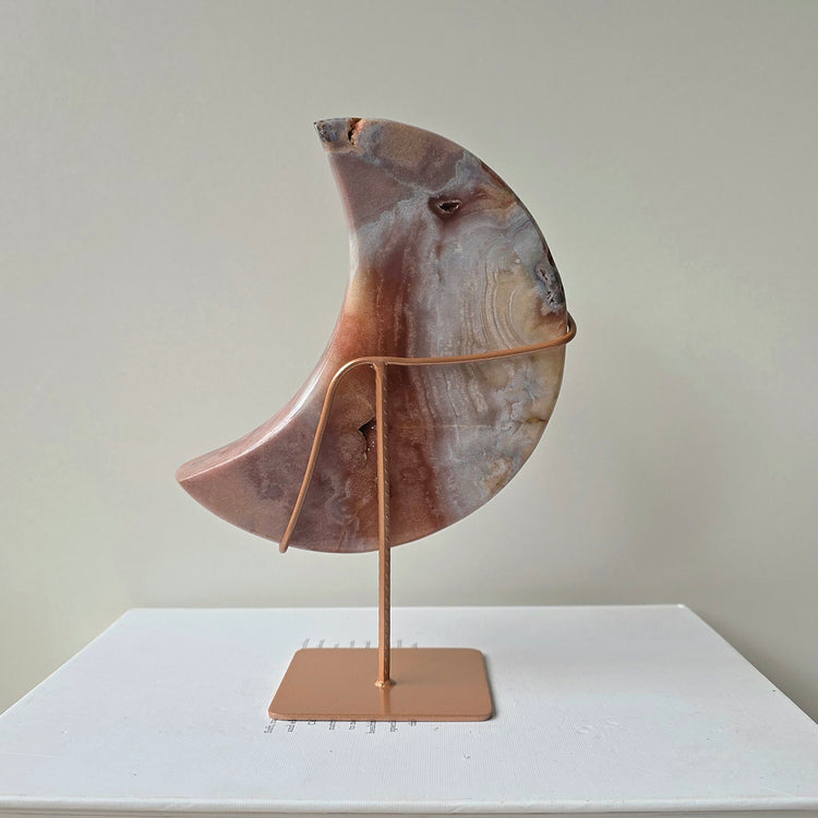 Pink Amethyst Crystal Moon on Stand High Quality Brazil